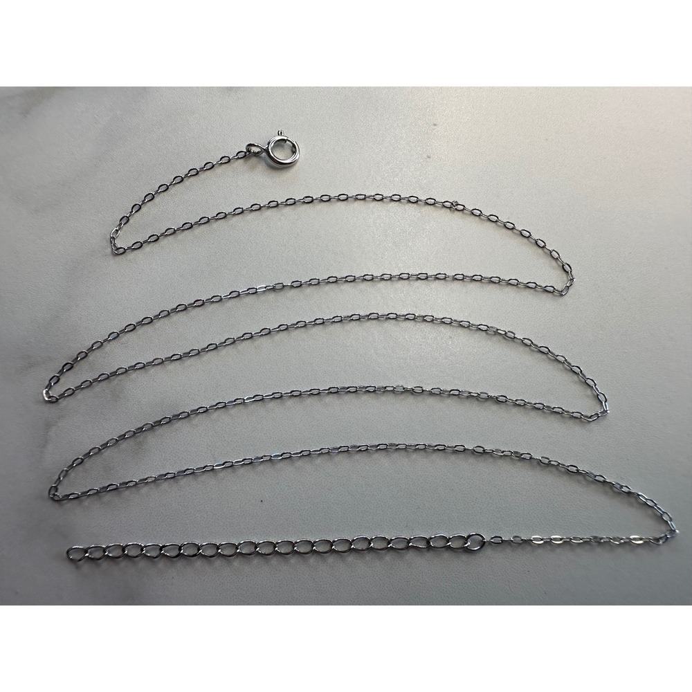 Sterling Silver 925 Adjustable Cable Chain Necklace 17.75-19.75 Inch Fine Link